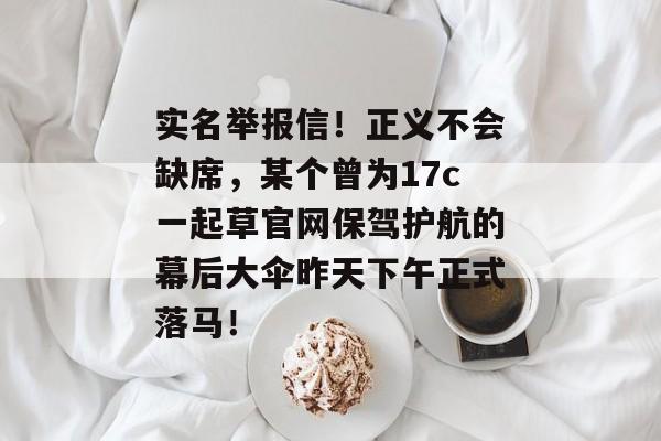 实名举报信！正义不会缺席，某个曾为17c一起草官网保驾护航的幕后大伞昨天下午正式落马！